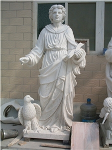 Reading Book Men Statues White Marble Handcarve