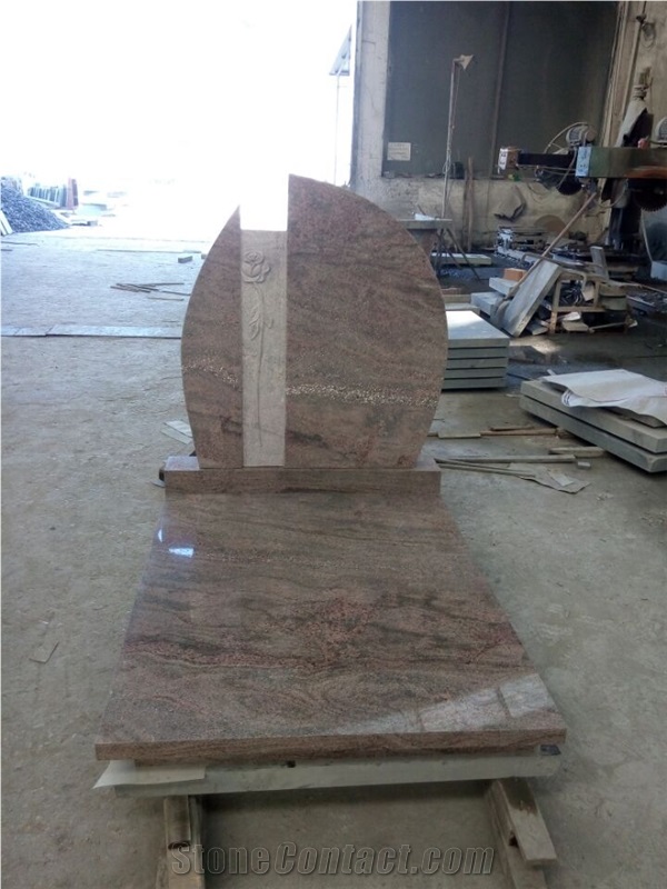 Sandstone Monuments Pink Color Rose Gravestone