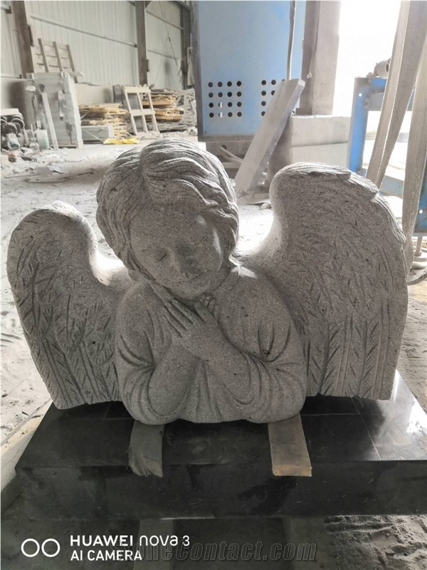 Tombstone Angel Baby Statue Granite Bust Angel