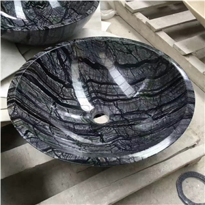 Black Wooden Vein Marble Vessel Sinks/Basins