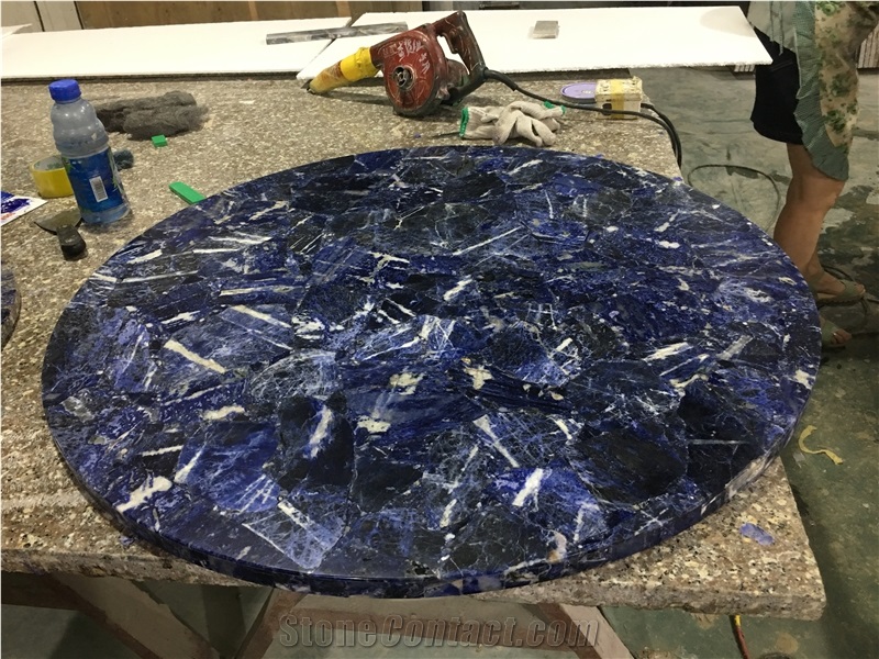 Blue Behia Table Top Round Dinner Table Kitchentop