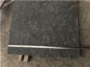 Flamed and Brushed Black Basalt Paving Tile Floor