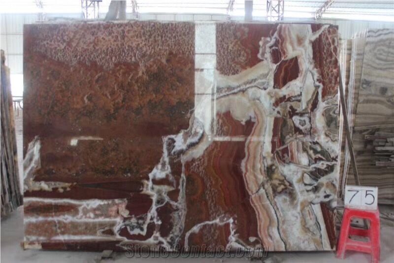 Red Onyx Slab Red with White Onyx Slab Walling Til