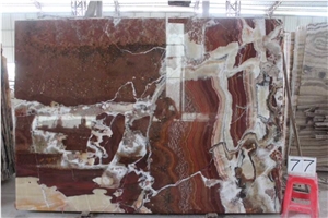 Red Onyx Slab Red with White Onyx Slab Walling Til