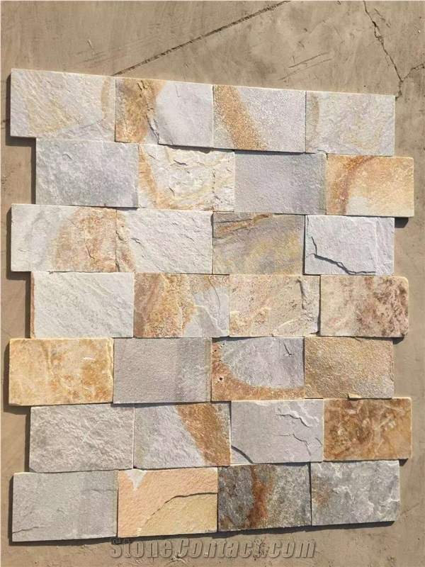 Rust Yellow White Pink Green Quartzite Cultured Stone