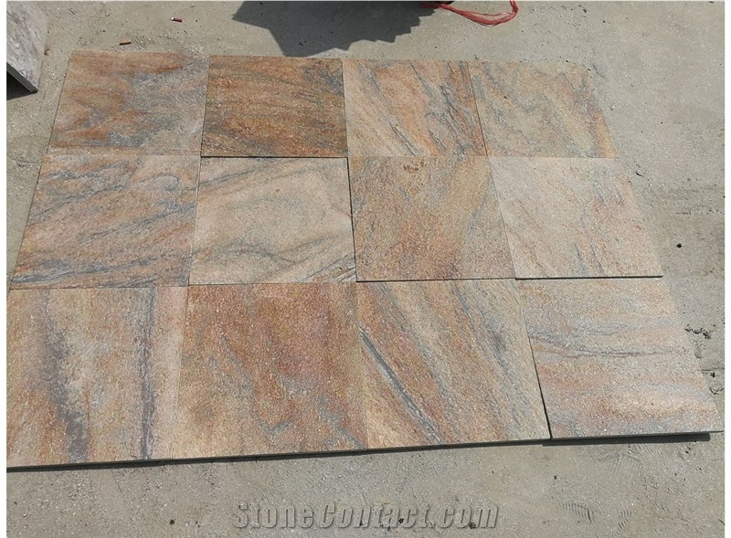 Rust Yellow White Pink Green Quartzite Cultured Stone