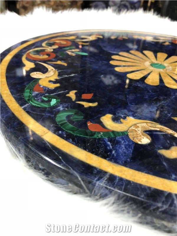 Waterjet Blue Behia Flooring Pattern Medallion
