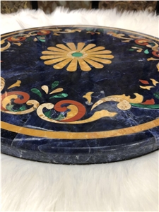 Waterjet Blue Behia Flooring Pattern Medallion