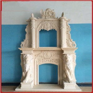 White Marble Fireplace Decoration Hand Carving