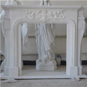 White Marble Fireplace Decoration Hand Carving