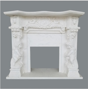 White Marble Fireplace Decoration Hand Carving