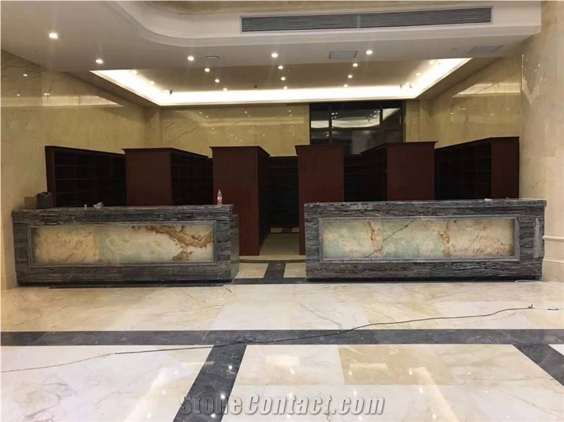 Wooden Fantacilily Reception Table Top Marble