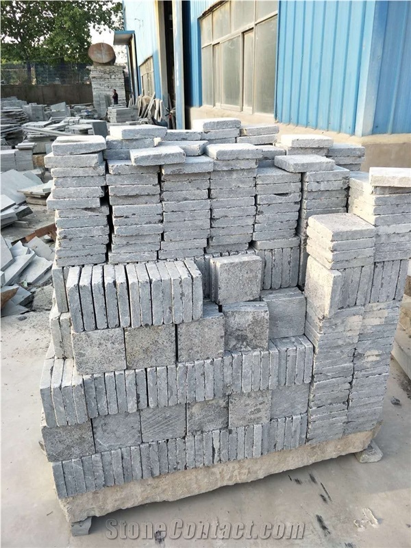 Blue Limestone Flame Tumble Cube Paver Stone Floor