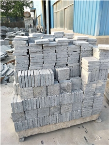 Blue Limestone Flame Tumble Cube Paver Stone Floor