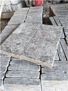 Blue Limestone Flame Tumble Cube Paver Stone Floor