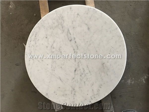 Bianco Carrara White Marble Round Coffee Table