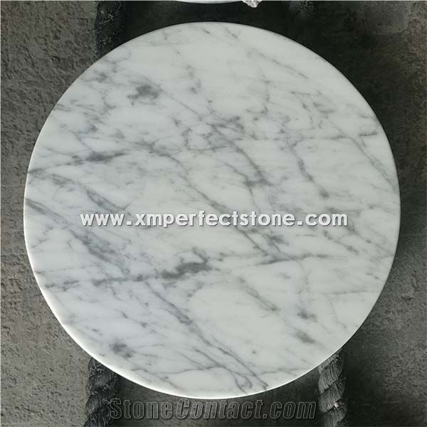 Bianco Carrara White Marble Round Coffee Table