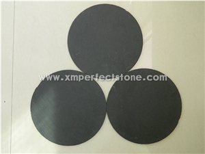 Black Round Slate Plates Tiles Trays for Food