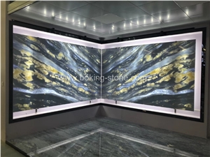 Blue Onyx Nature Painting Decorative Wall Slab