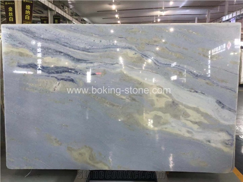 Blue Onyx Nature Painting Decorative Wall Slab