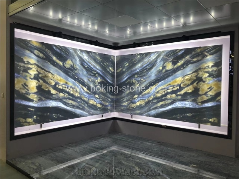 Natural Blue Onyx Slabs Bookmatch