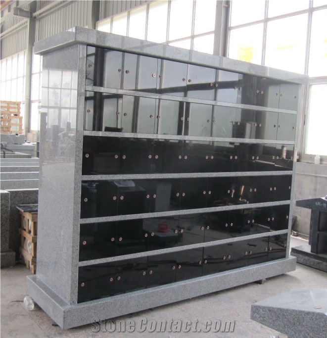 China Grey 96 Niche Columbarium with Black Doors