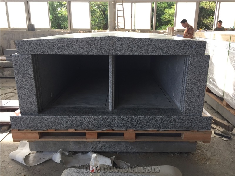 Economical Gray Grantie Double Crypts Mausoleum