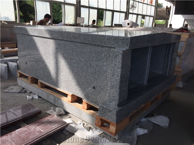 Economical Gray Grantie Double Crypts Mausoleum