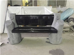 G603 Grey Tree Stumps Bench with Black Back/Seat