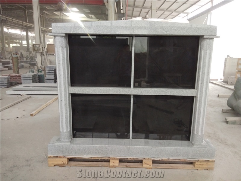 G633 Gray Granite Four Crypts Mausoleum Roof Top