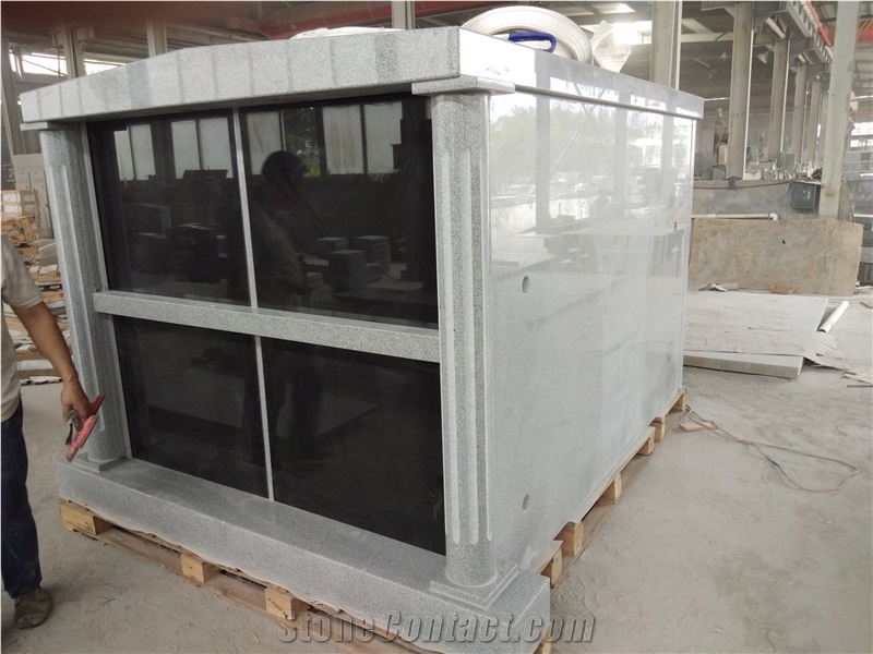 G633 Gray Granite Four Crypts Mausoleum Roof Top