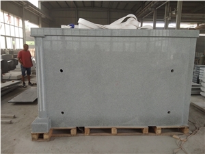 G633 Gray Granite Four Crypts Mausoleum Roof Top