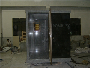 G633 Grey Granite 3 Crypt Mausoleum Bronze Door