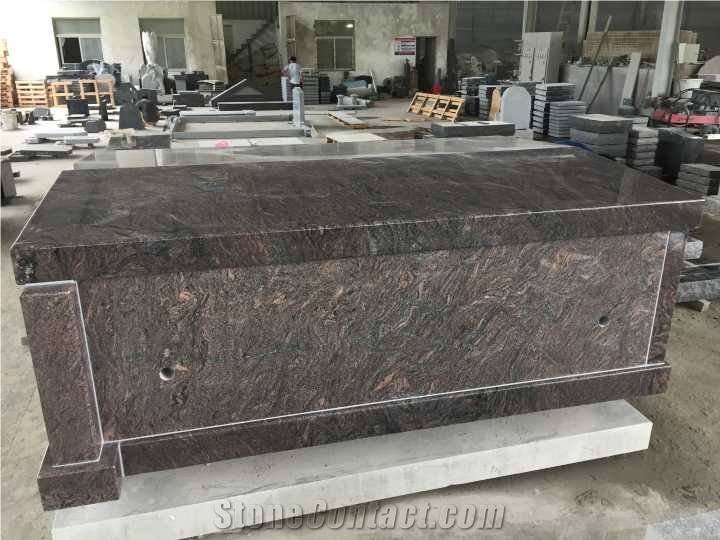 Paradiso Granite Double Crypts Mausoleum Roof Top