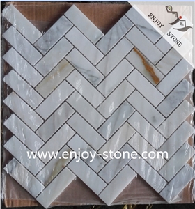 Calacatta Gold Marble Stone Herringbone Mosaic Calacatta Gold Marble Stone Herringbone Mosaic
