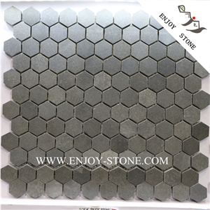 China Grey Basalt Mosaic Basalt Hexagon Mosaic