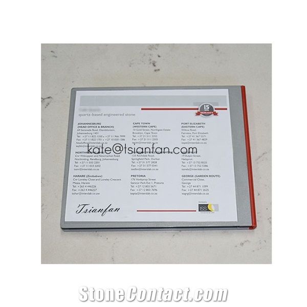 Two Pages Plastic Quartz Stone Sample Booklet