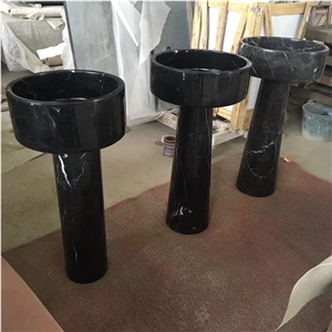 Black Marble Bathroom Pedestal Sink