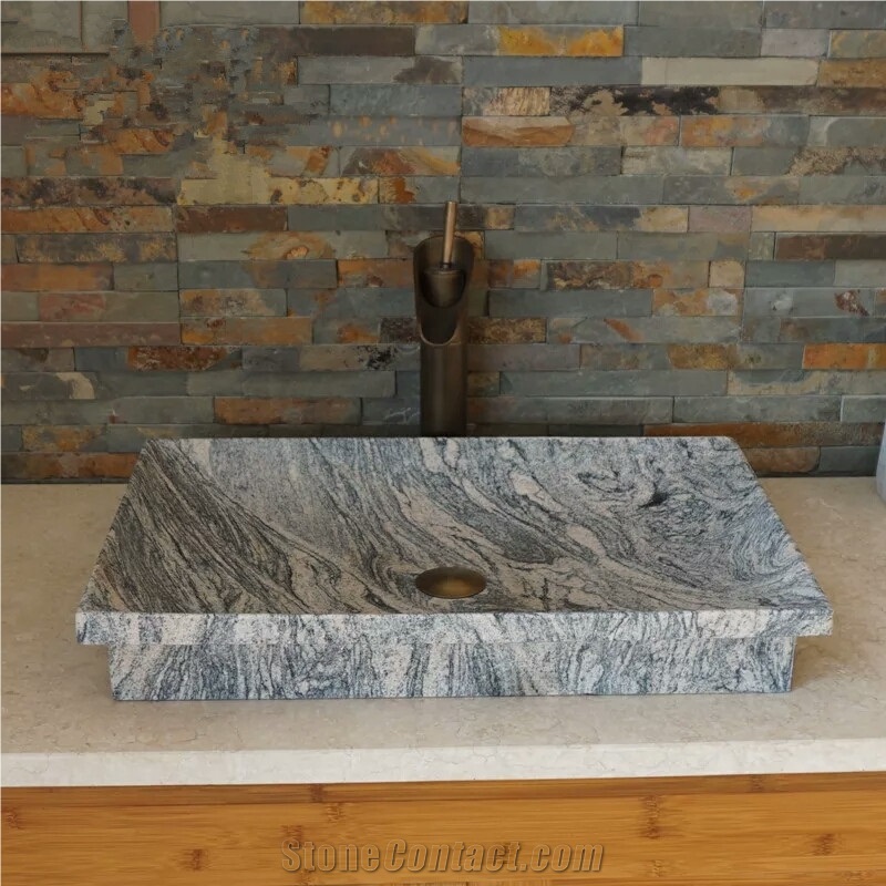 China Juparana Granite Basins,Grey Bathroom Sinks