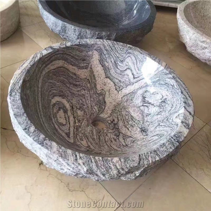 China Juparana Granite Basins,Grey Bathroom Sinks