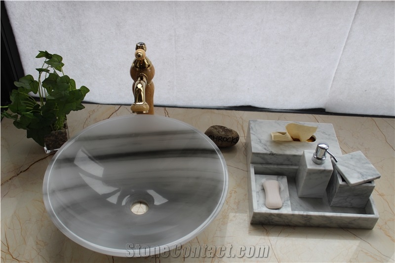 Gucci Grey Marble Bathroom Sink Round Basin