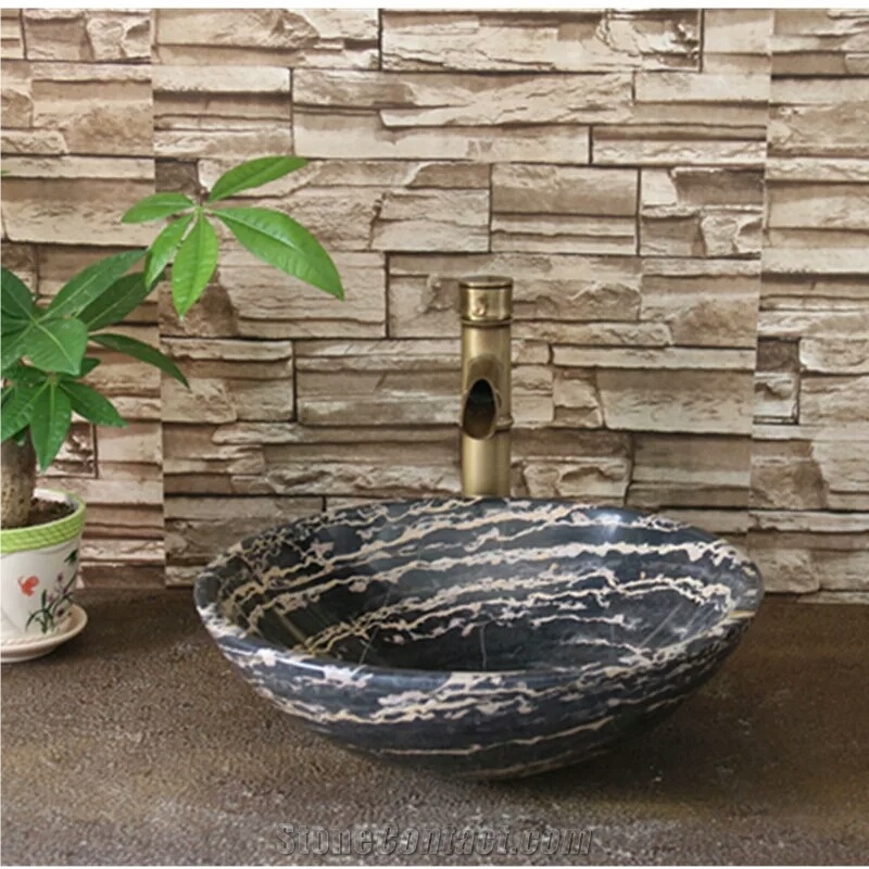 Black Golden Marble Bathroom Wahsbasin