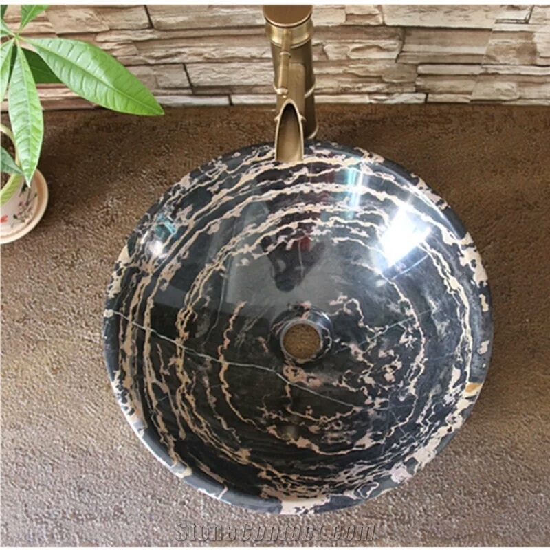 Black Golden Marble Bathroom Wahsbasin