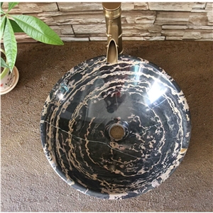 Black Golden Marble Bathroom Wahsbasin