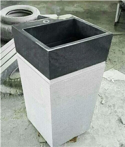 Seasame Black Granite Pedestal Sink, G654 Basins