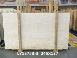 White Ice Onyx Slab with Light Yellow Grains