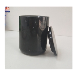 Black Marble Candle Jars/Holder with Black Lid