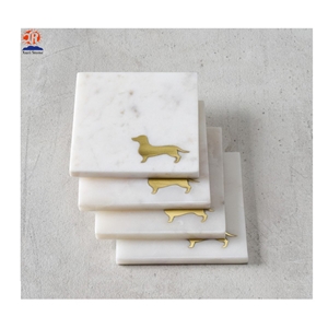 Carrara White Marble Coaster with Cork Back