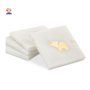 Carrara White Marble Coaster with Cork Back