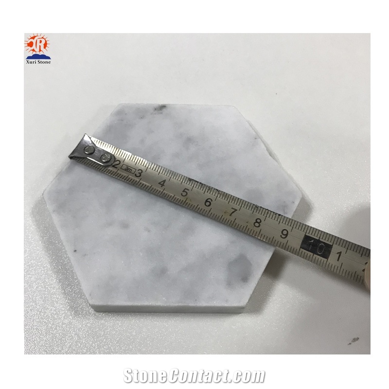 Carrara White Marble Coaster with Cork Back